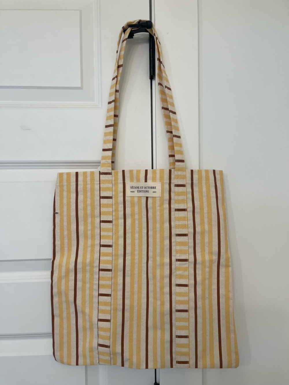 SÉZANE Octobre Striped Canvas Tote Bag in Yellow & Brown